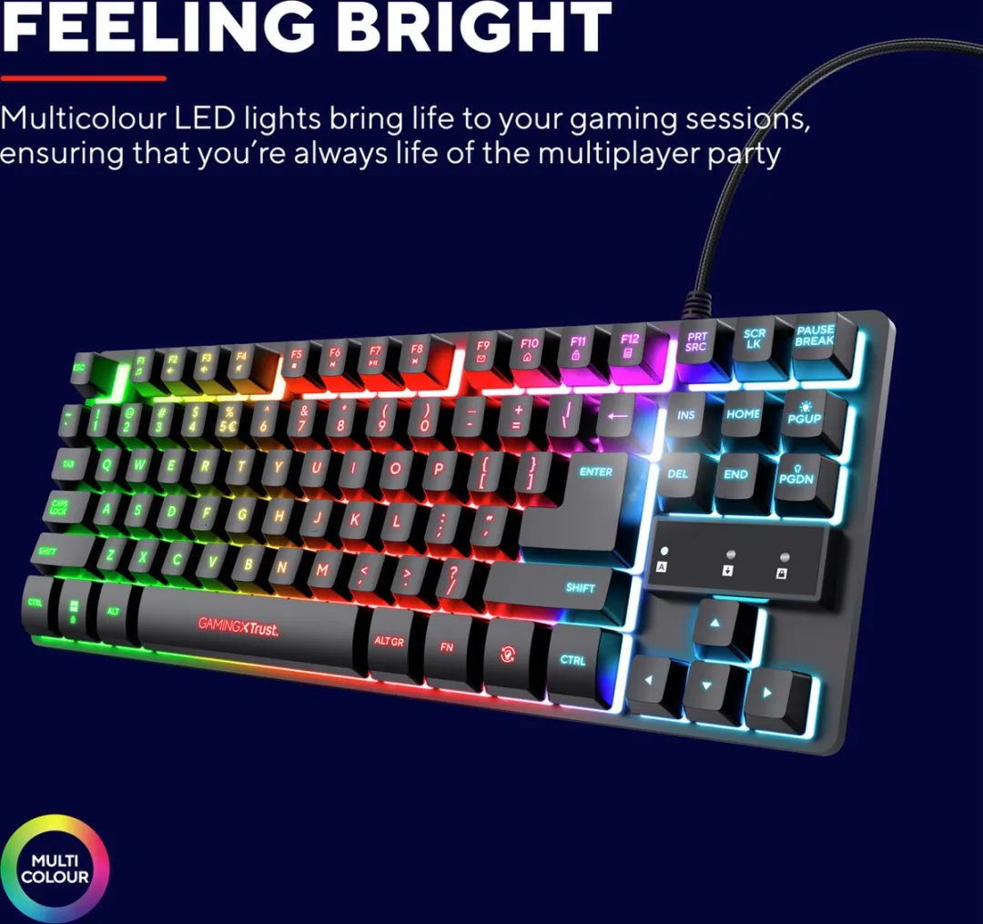 Trust GXT 833 Thado - Bedraad Gaming Toetsenbord - Tenkeyless (TKL) - PC/PS5 - QWERTY - Zwart