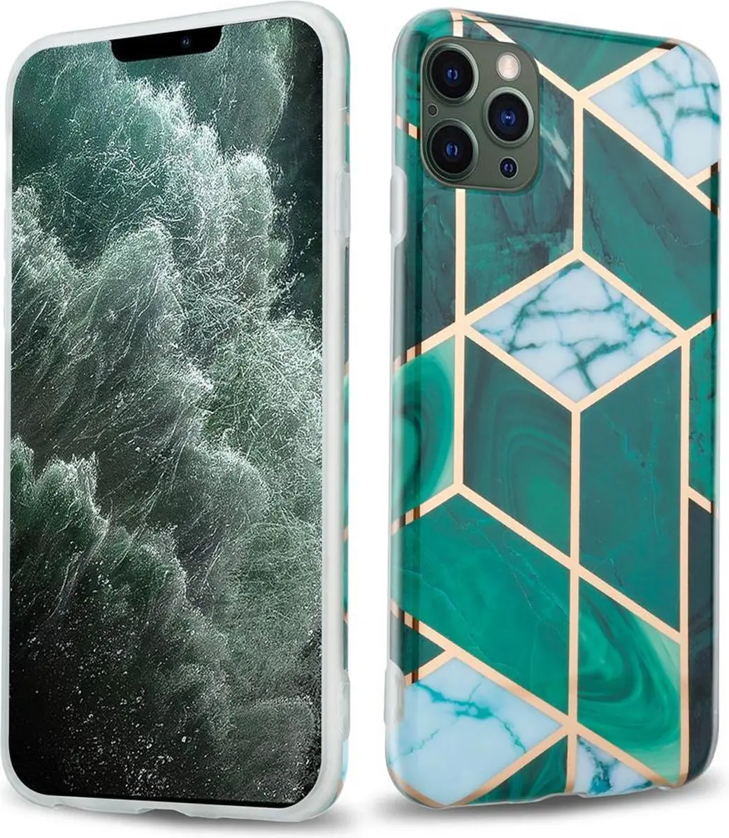 Cadorabo Hoesje geschikt voor Apple iPhone 12 PRO MAX in Donkergroen Wit Goud Ma