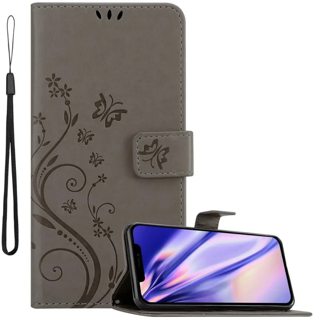 Cadorabo Hoesje geschikt voor Apple iPhone 12 / 12 PRO in BLOEMEN GRIJS