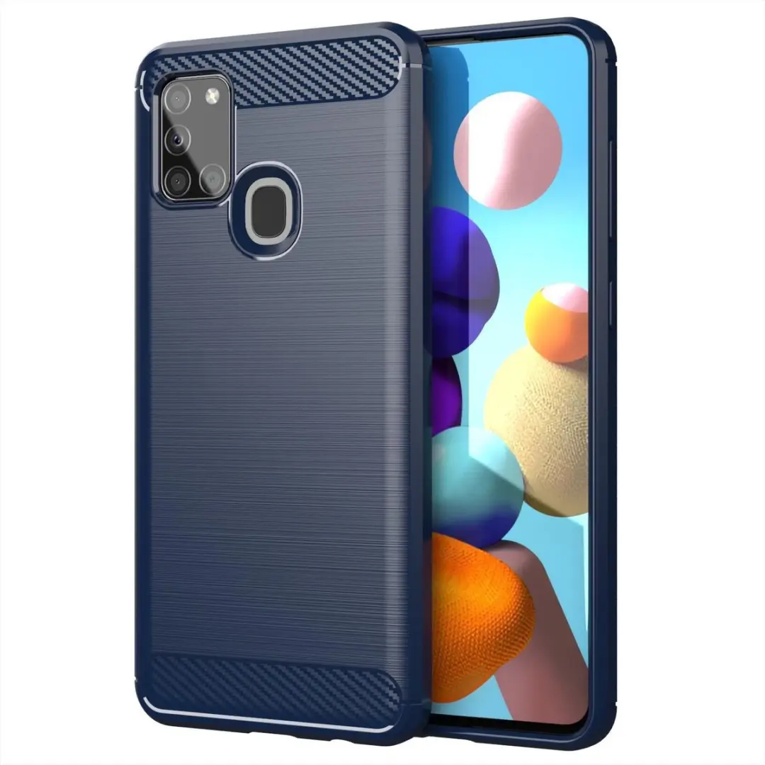 Cadorabo Hoesje geschikt voor Samsung Galaxy A21s in BRUSHED BLAUW