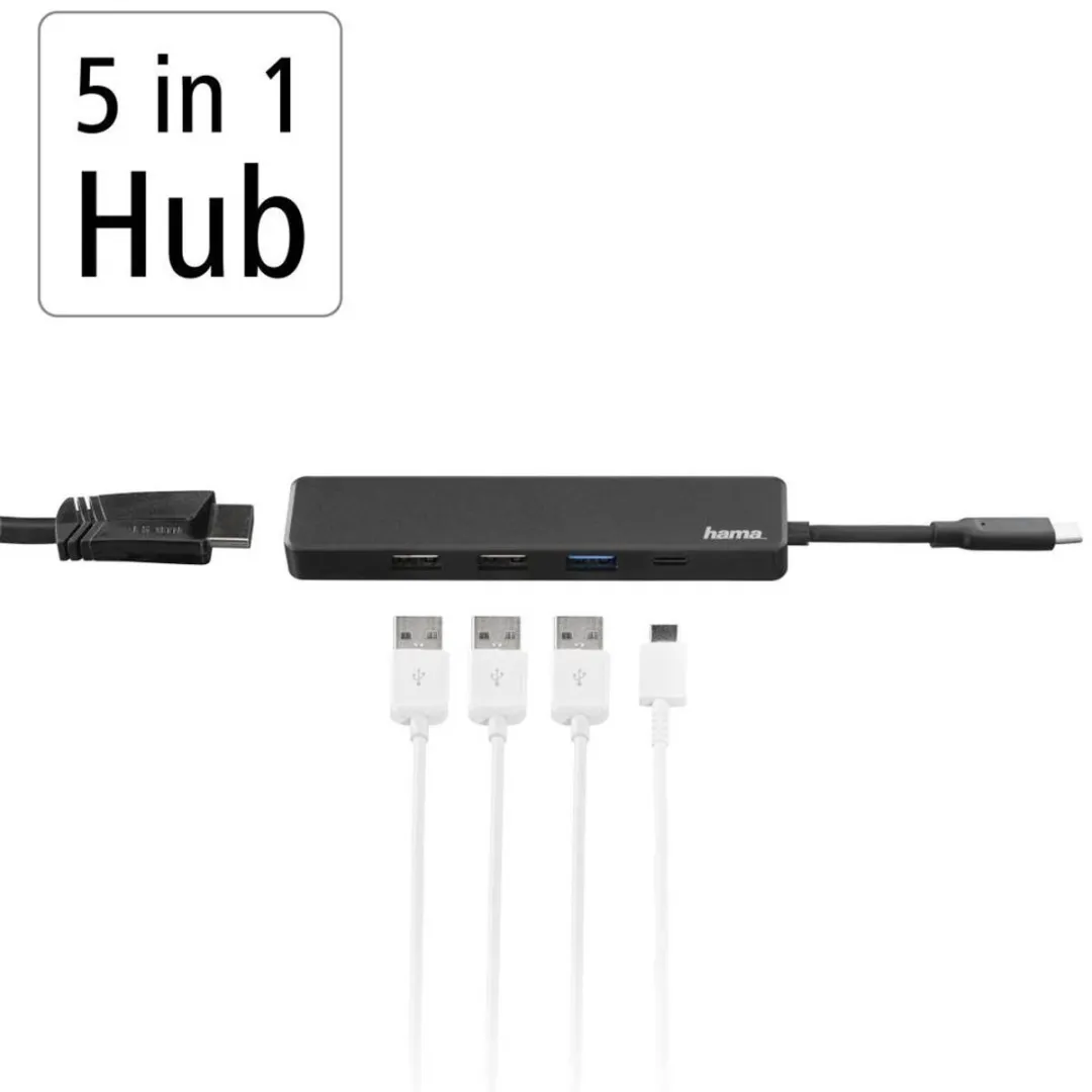 Hama 00200117 USB-C Hub 5-poorts - Antraciet