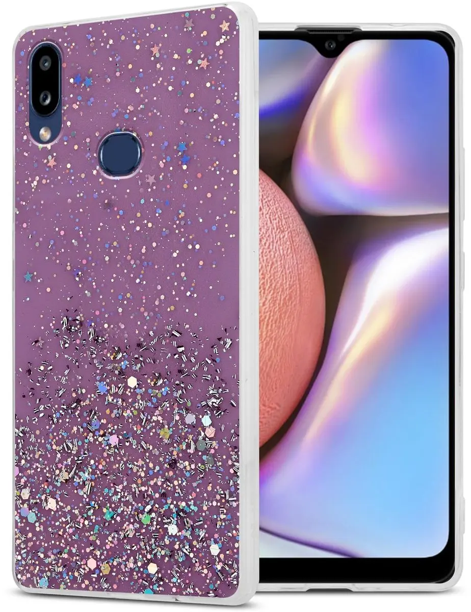 Cadorabo Hoesje geschikt voor Samsung Galaxy A10s / M01s in Paars met Glitter