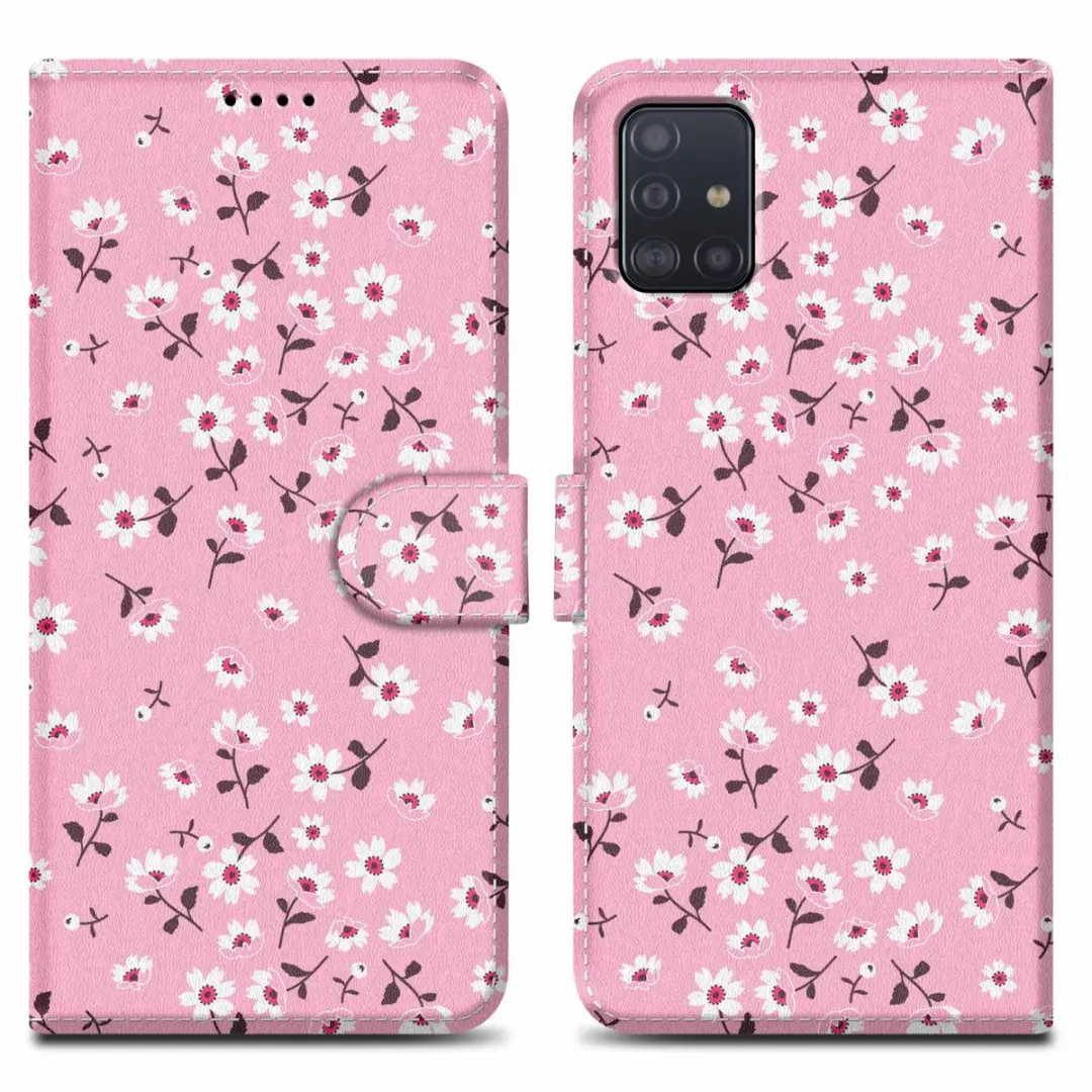 Cadorabo Hoesje geschikt voor Samsung Galaxy A51 4G / M40s - Design Bloemenregen No. 6 - Beschermhoes Case Cover met magnetische sluiting, standaardfunctie en kaartvakje