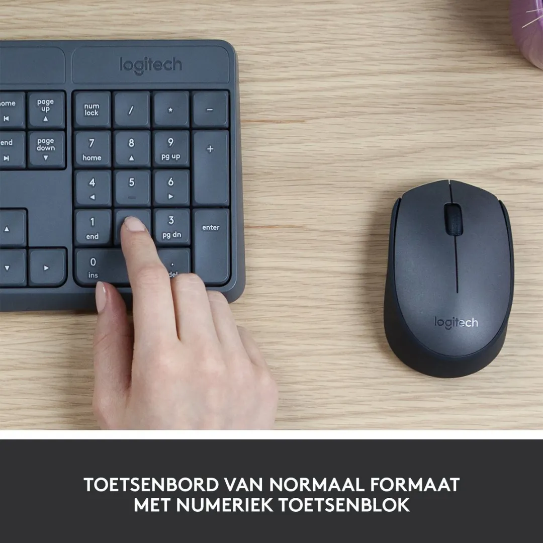 Logitech MK235 Draadloos Toetsenbord en Muis - Donkergrijs