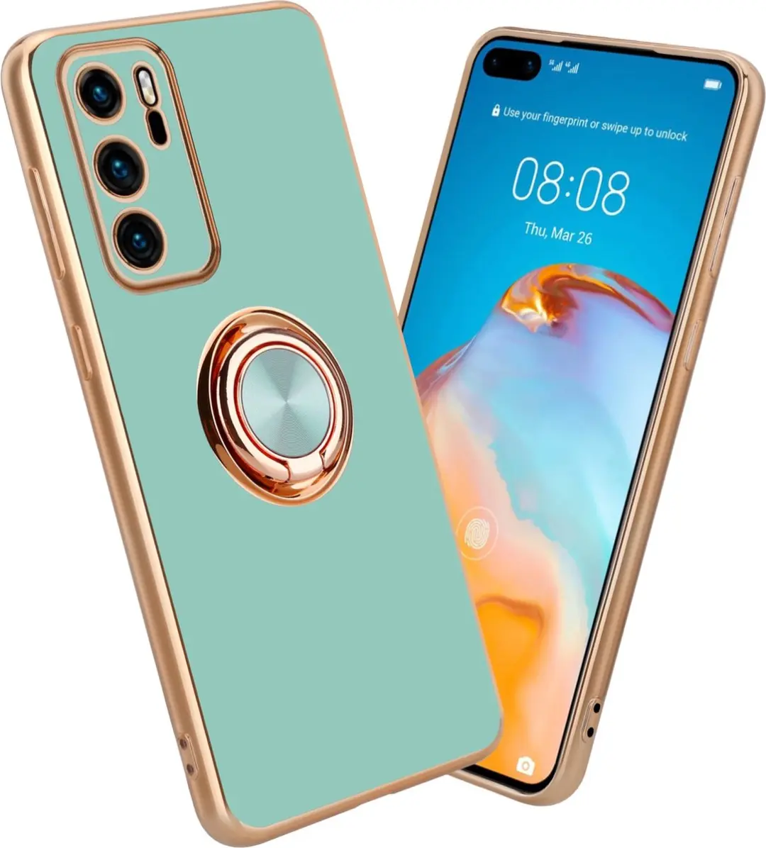 Cadorabo Hoesje geschikt voor Huawei P40 in Glossy Turquoise