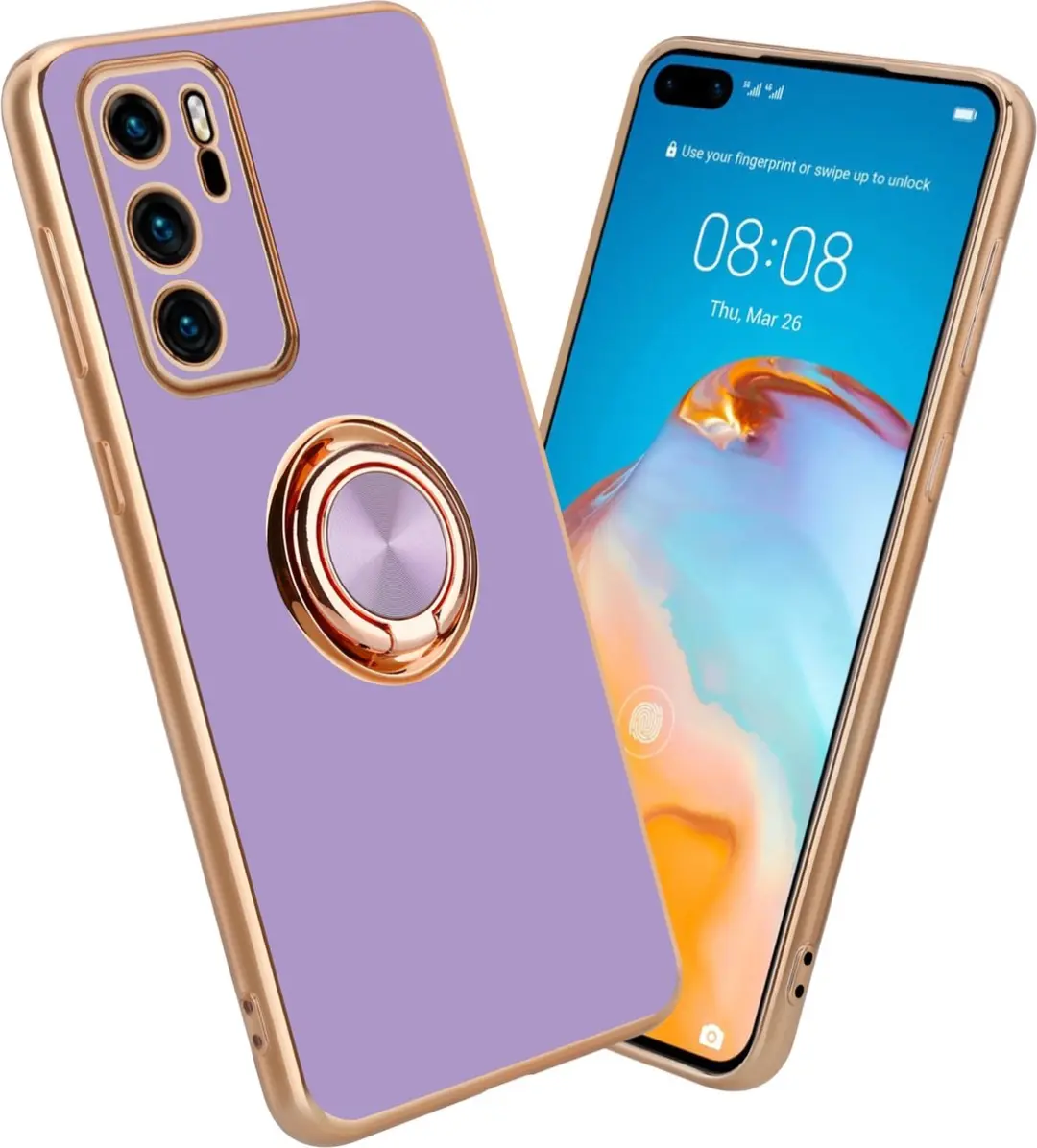 Cadorabo Hoesje geschikt voor Huawei P40 in Glossy Licht Paars