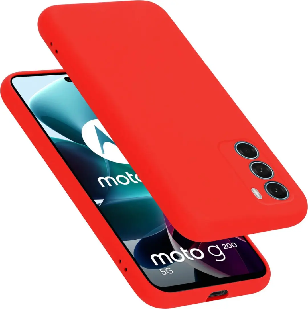 Cadorabo Hoesje geschikt voor Motorola MOTO G200 5G in LIQUID ROOD