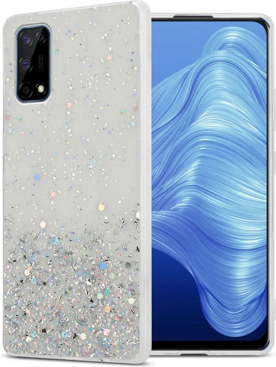 Cadorabo Hoesje geschikt voor Realme 7 4G in Transparant met Glitter