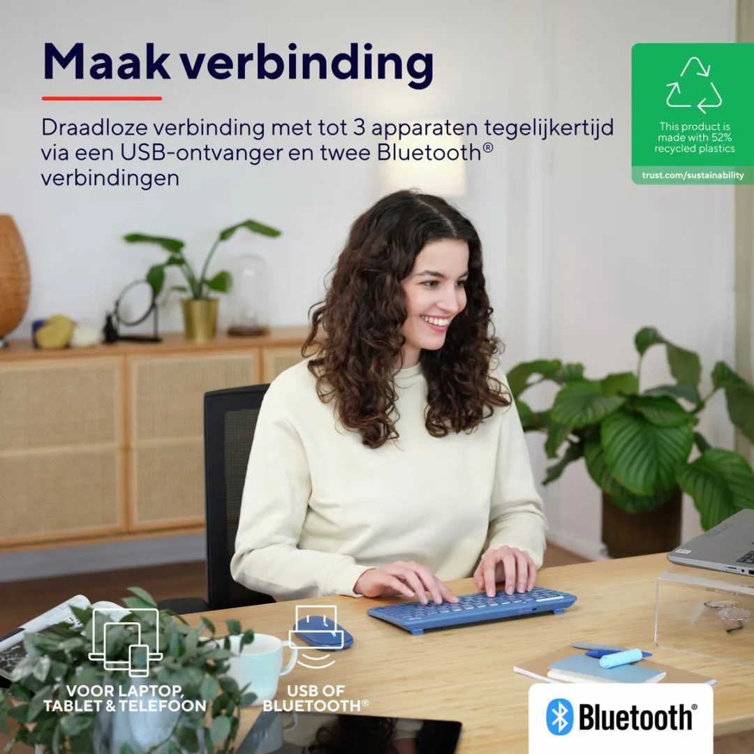 Trust Lyra 25095 Draadloos Toetsenbord - Blauw
