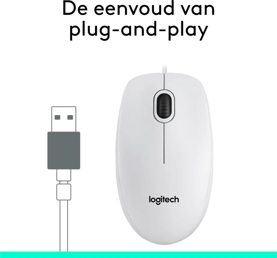 Logitech M100 Bedrade Muis - Wit