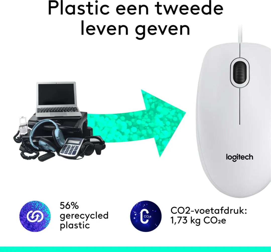 Logitech M100 Bedrade Muis - Wit