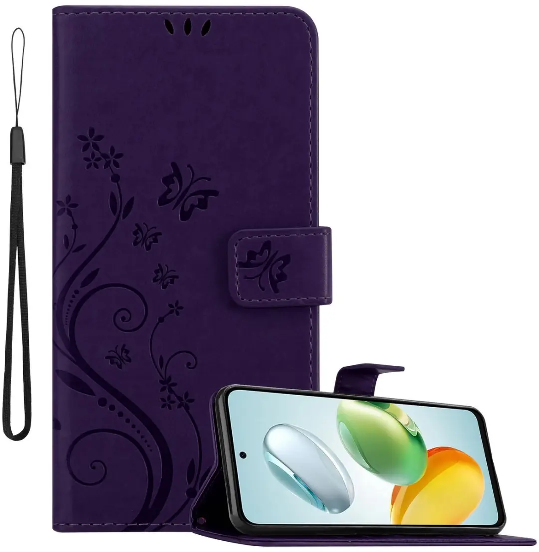 Cadorabo Hoesje geschikt voor Honor 200 Smart in BLOEMEN DONKER PAARS
