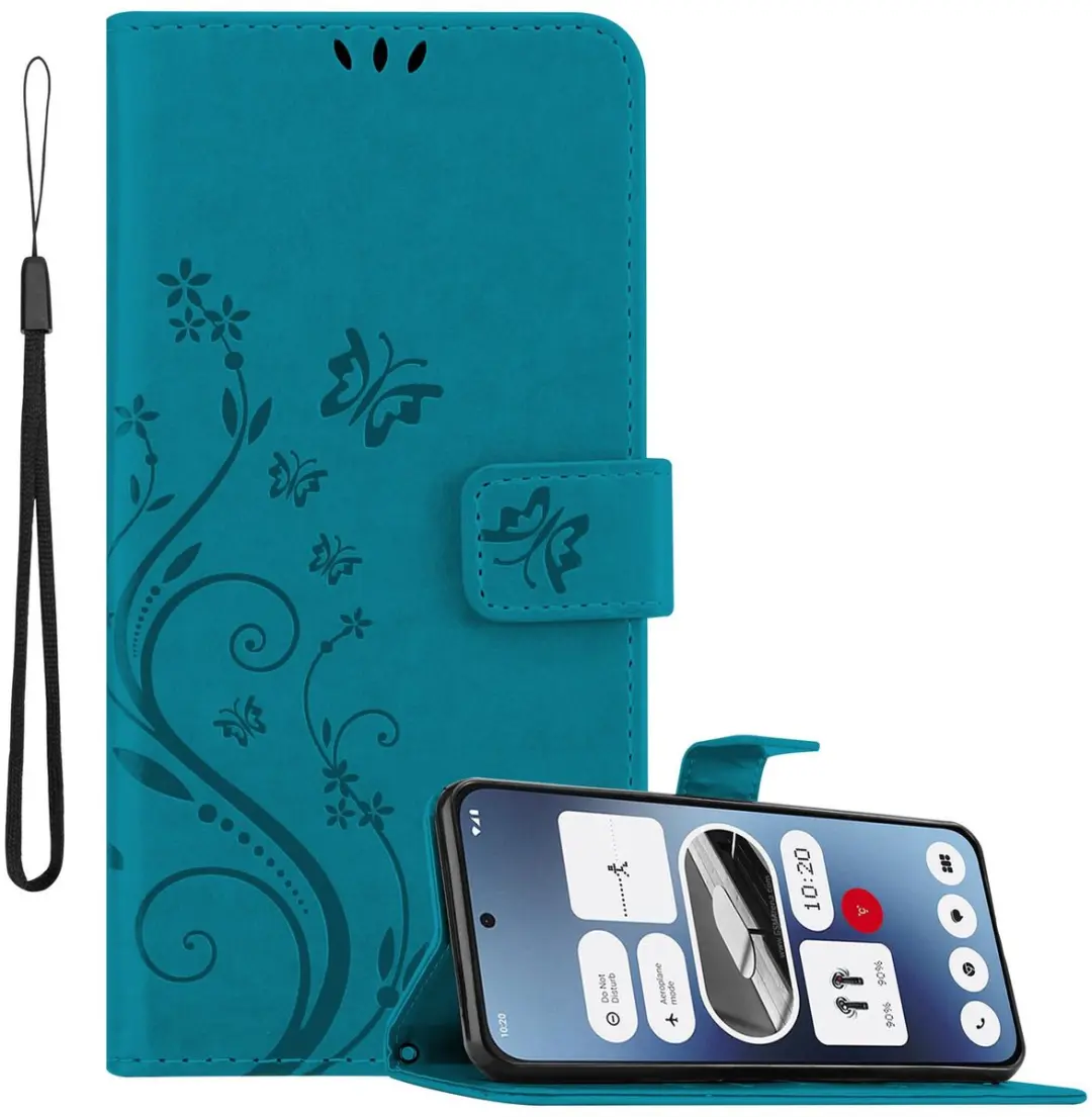 Cadorabo Hoesje geschikt voor Nothing Phone 2 in BLOEMEN BLAUW