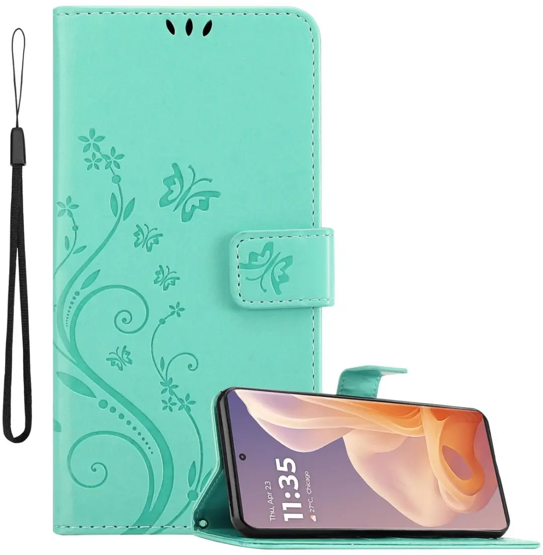 Cadorabo Hoesje geschikt voor Motorola Moto G85 in BLOEMEN TURKOOIS