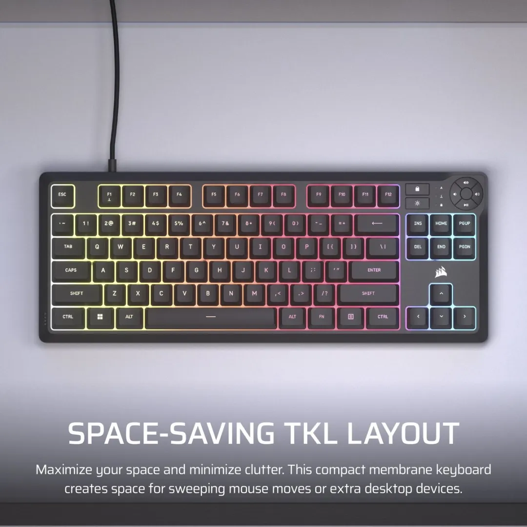 Corsair K55 Core CH-9216065-NA Gaming Toetsenbord - Tenkeyless - US QWERTY - Zwart - afbeelding 6 van 6