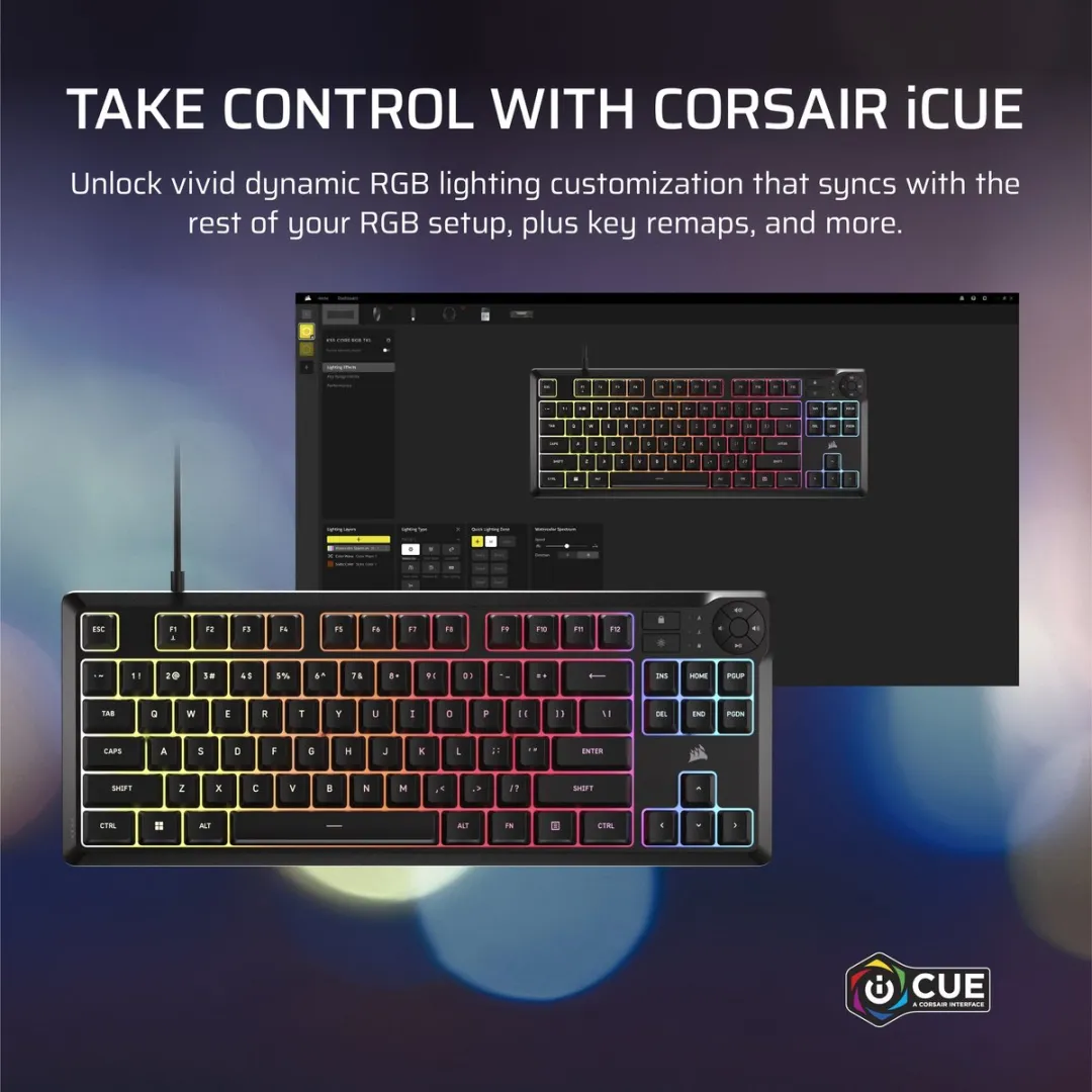 Corsair K55 Core CH-9216065-NA Gaming Toetsenbord - Tenkeyless - US QWERTY - Zwart