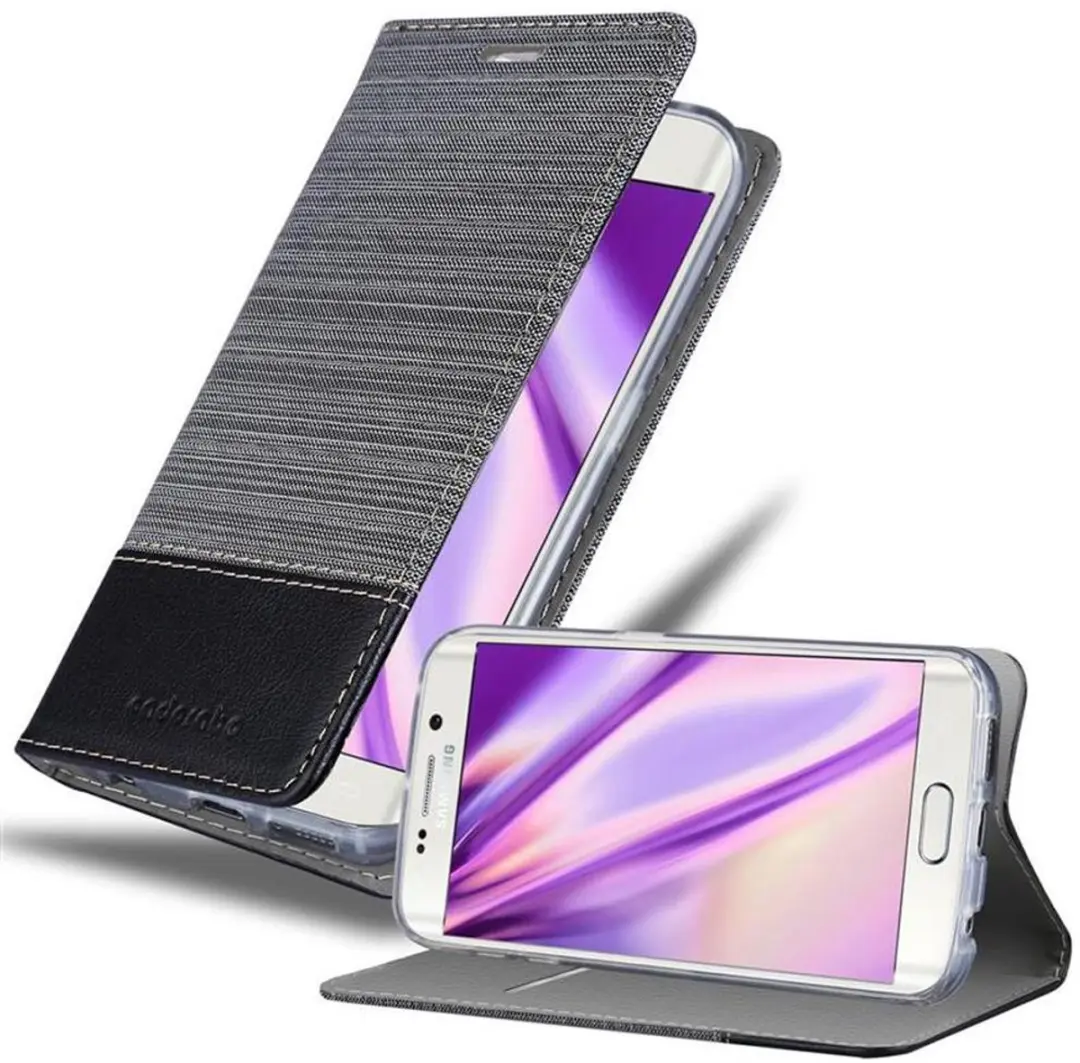 Cadorabo Hoesje geschikt voor Samsung Galaxy S6 EDGE in GRIJS ZWART