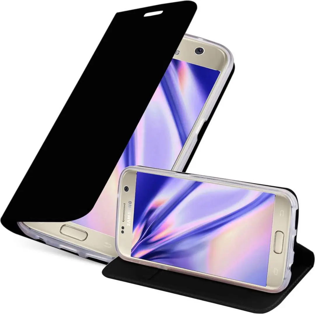 Cadorabo Hoesje geschikt voor Samsung Galaxy S7 in CLASSY ZWART