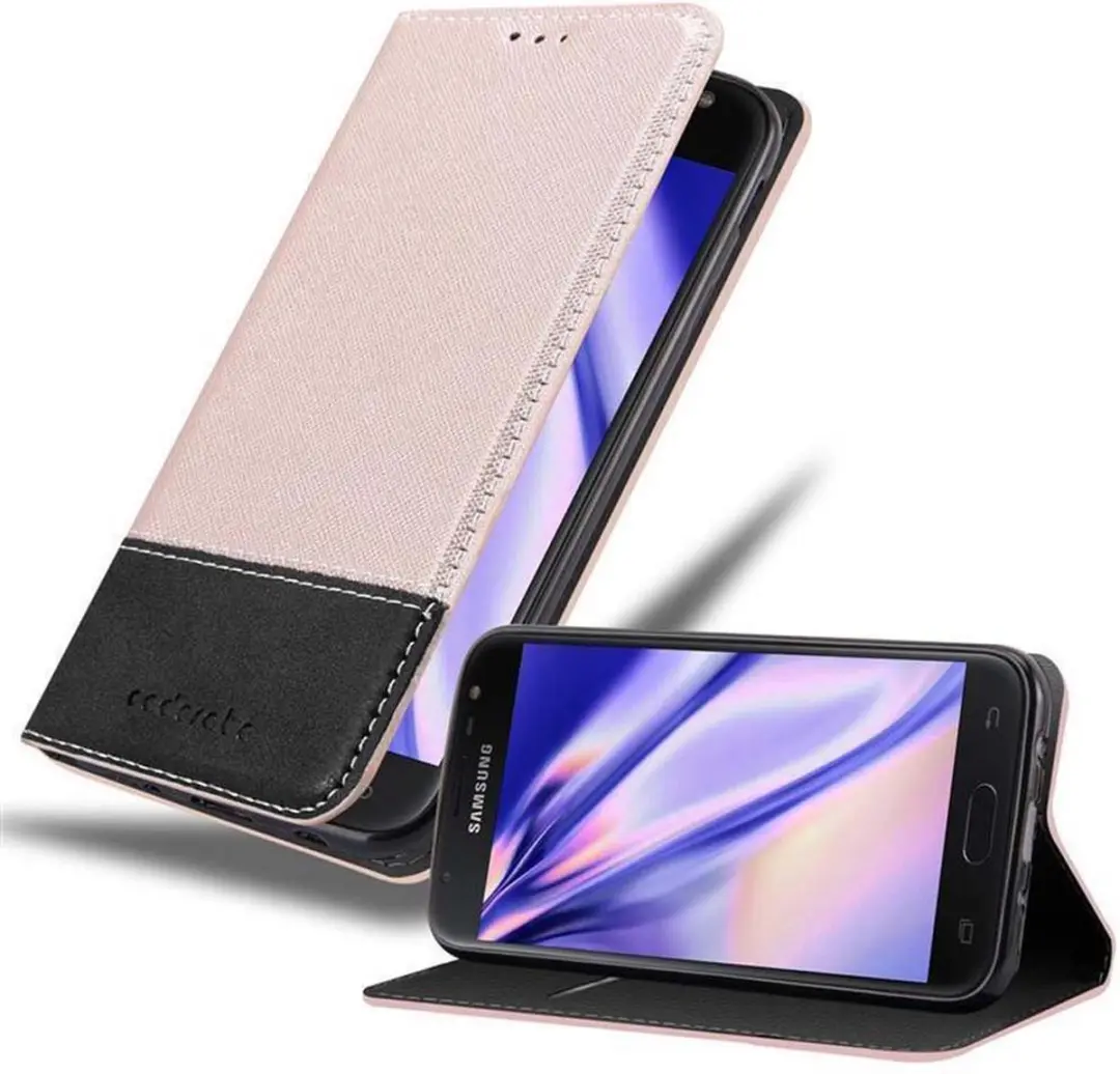 Cadorabo Hoesje geschikt voor Samsung Galaxy J7 2017 in ROSE GOUD ZWART