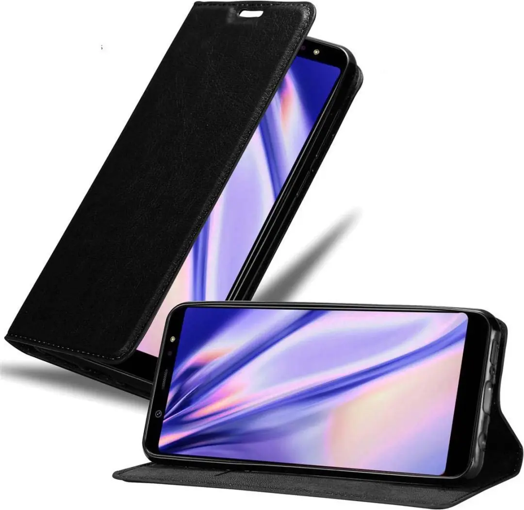Cadorabo Hoesje geschikt voor Samsung Galaxy A6 PLUS 2018 in ZWARTE NACHT
