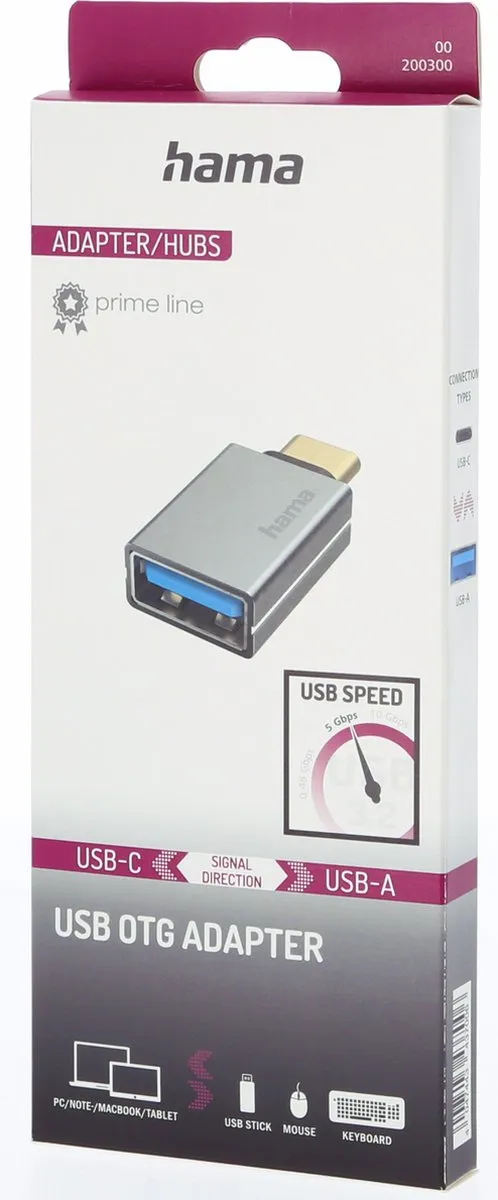 Hama USB 3.2 Gen 1 Adapter 00200300 - Grijs