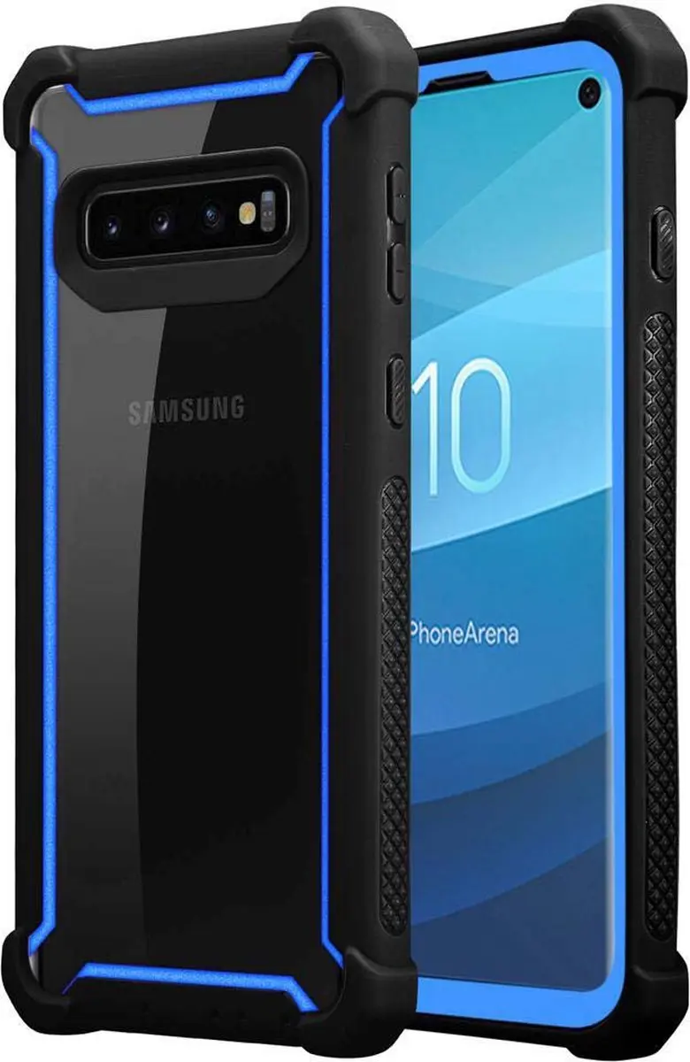 Cadorabo Hoesje geschikt voor Samsung Galaxy S10 PLUS in BLAUW ZWART