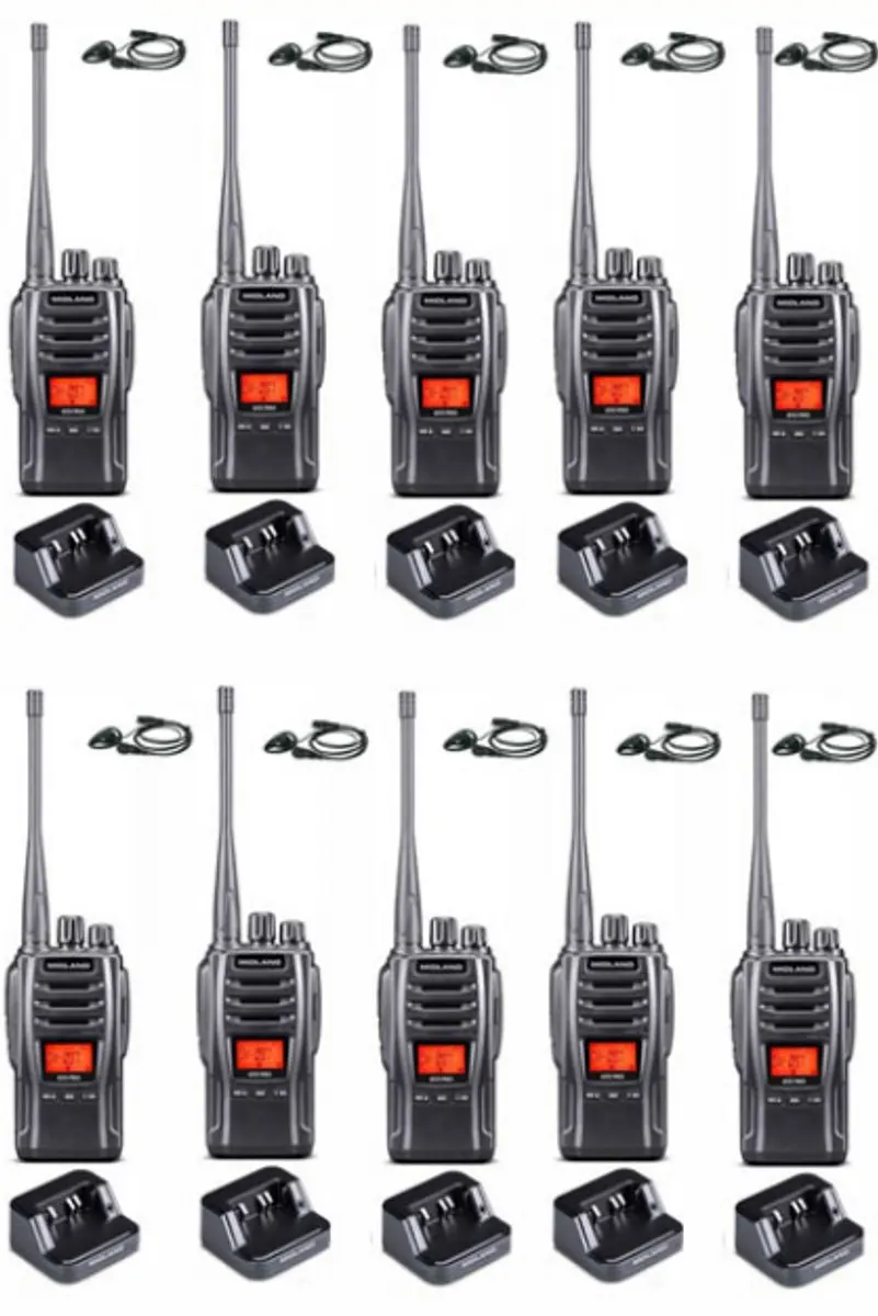 Set van 10 Midland G13 PRO UHF PMR446 / LPD69 robuuste professionele Portofoons