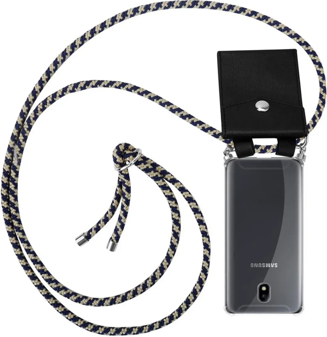 Cadorabo Hoesje geschikt voor Samsung Galaxy J7 2018 in DONKER BLAUW GEEL