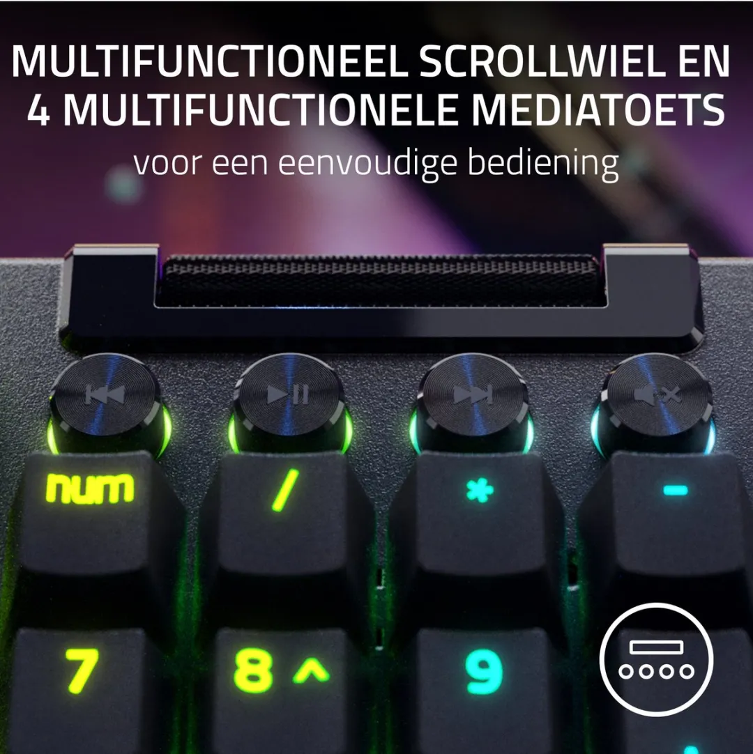 Razer BlackWidow V4 Pro RZ03-04680100-R3M1 Gaming Toetsenbord - Green Switch - Zwart