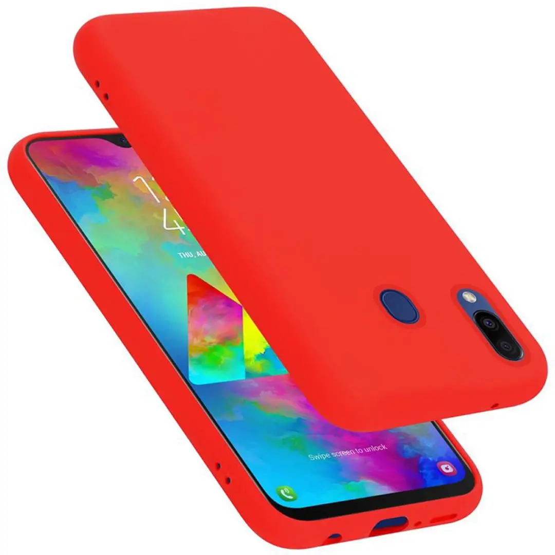 Cadorabo Hoesje geschikt voor Samsung Galaxy M20 in LIQUID ROOD