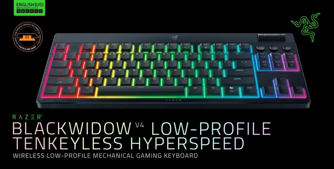 Razer BlackWidow V4 Tenkeyless RZ03-05450700-R3M1 Gaming Toetsenbord - Mechanisch - RGB - Zwart