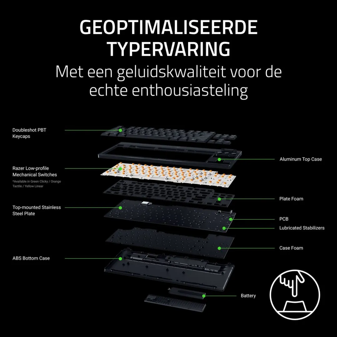 Razer BlackWidow V4 Tenkeyless RZ03-05450700-R3M1 Gaming Toetsenbord - Mechanisch - RGB - Zwart