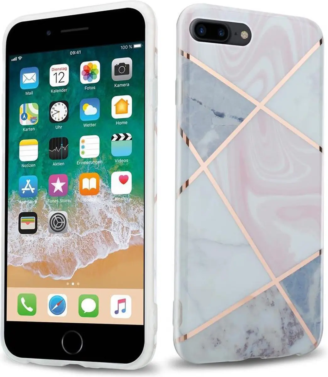 Cadorabo Hoesje geschikt voor Apple iPhone 7 PLUS / 7S PLUS / 8 PLUS in Roze Wit