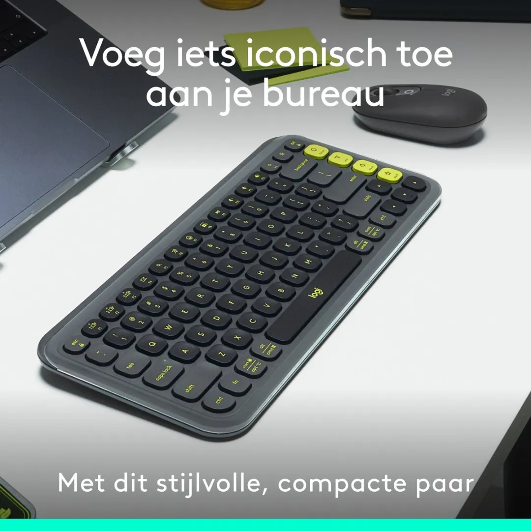 Logitech POP Icon Combo Toetsenbord & Muis - 4 Knoppen - Graphite Green