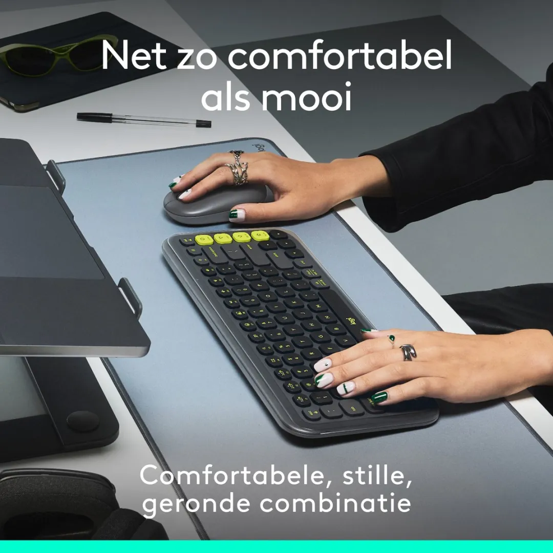 Logitech POP Icon Combo Toetsenbord & Muis - 4 Knoppen - Graphite Green