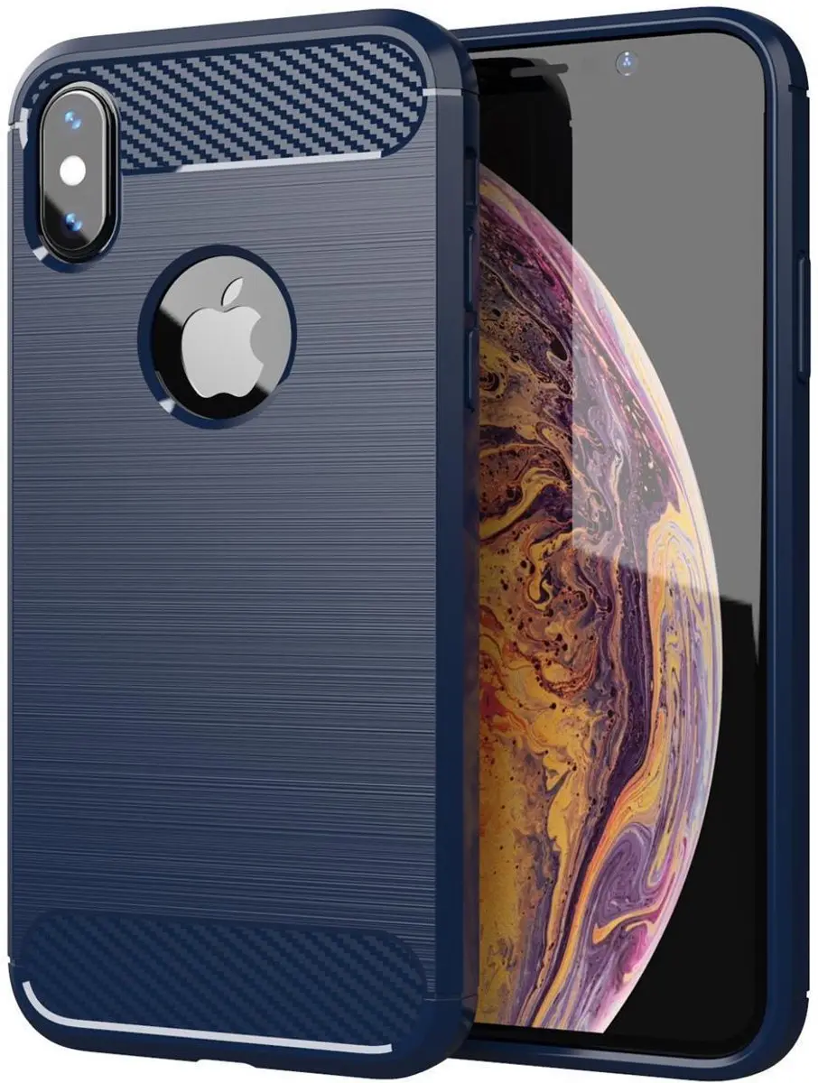 Cadorabo Hoesje geschikt voor Apple iPhone X / XS in BRUSHED BLAUW