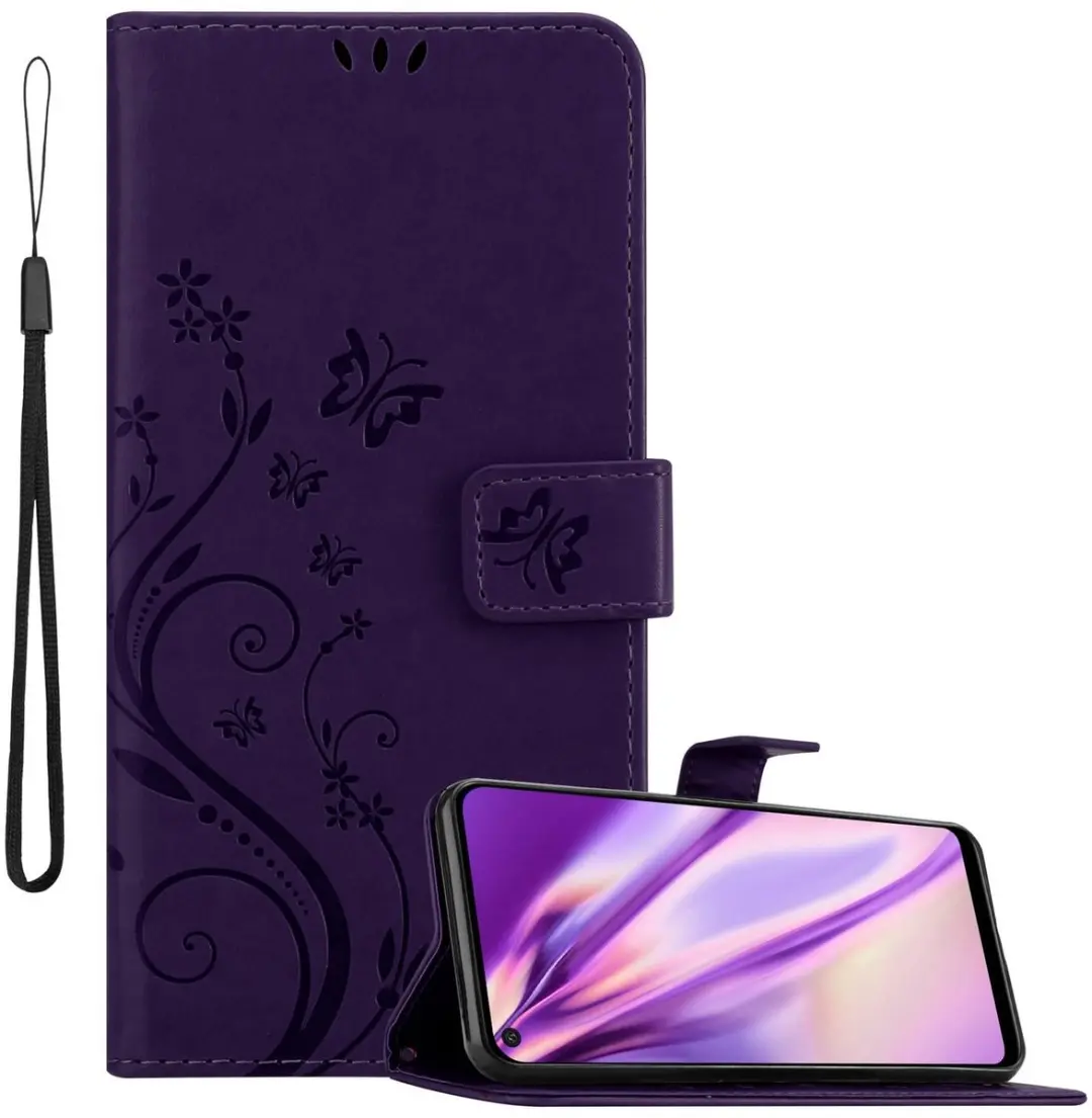Cadorabo Hoesje geschikt voor Huawei P40 LITE E in BLOEMEN DONKER PAARS
