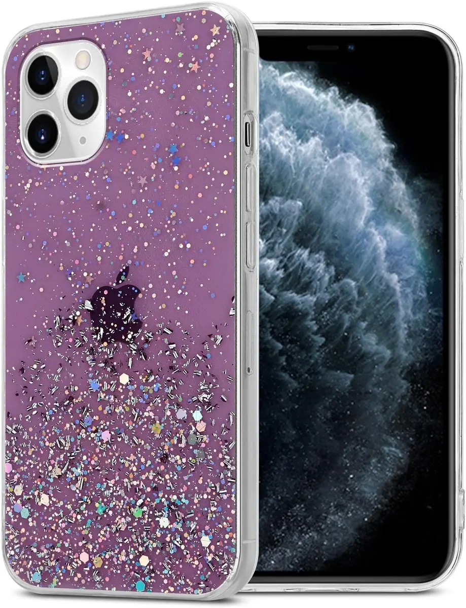 Cadorabo Hoesje geschikt voor Apple iPhone 11 in Paars met Glitter