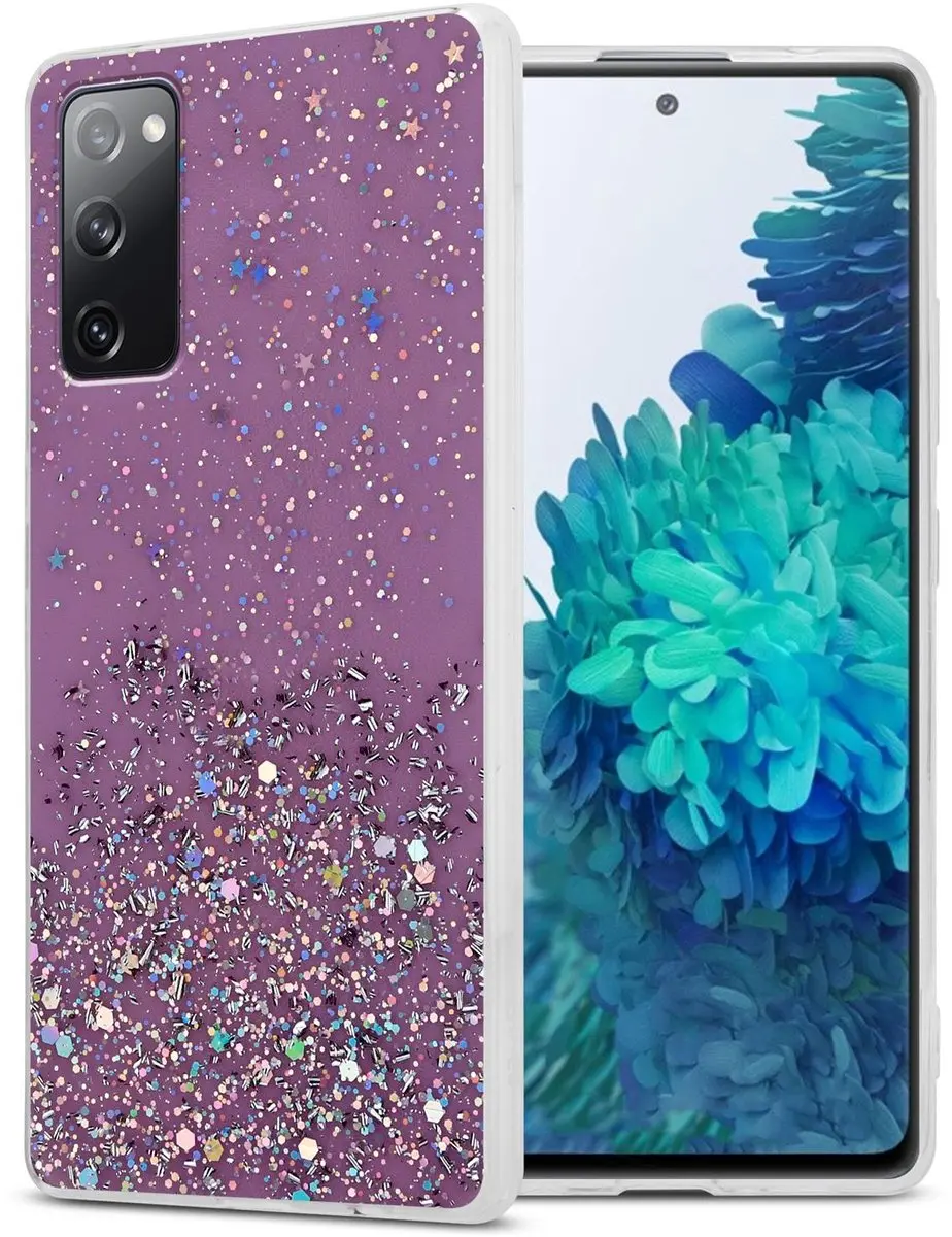 Cadorabo Hoesje geschikt voor Samsung Galaxy S20 FE in Paars met Glitter