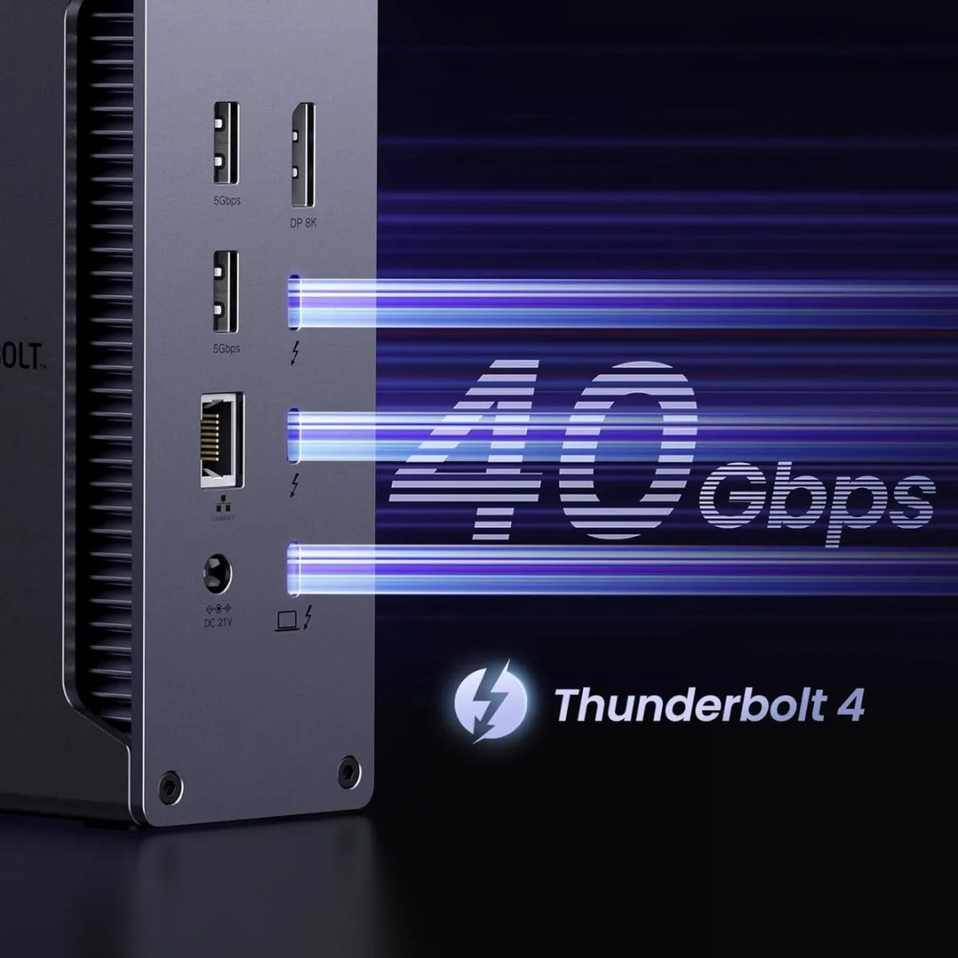 Ugreen U710 Dockingstation - Thunderbolt 4 8K - 4x USB - 2.5G Ethernet - 90W Grijs