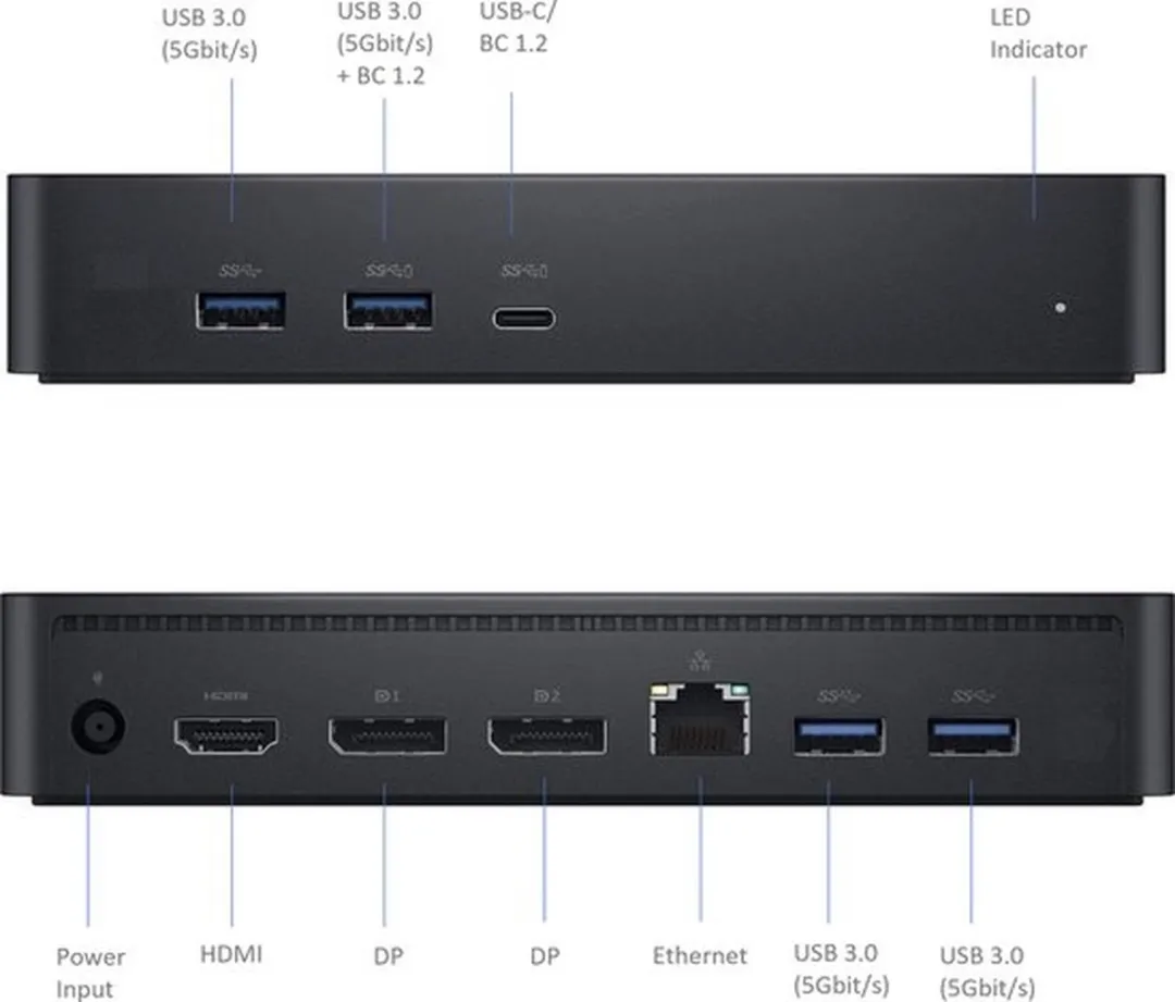 Dell D6000-S USB-C Docking Station - Zwart