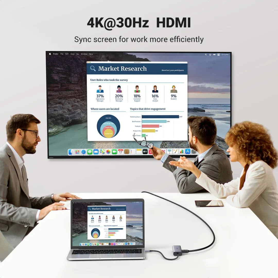 Ugreen 90568 USB-C 7-in-1 Dockstation - 4K HDMI & PD 100W - Zwart
