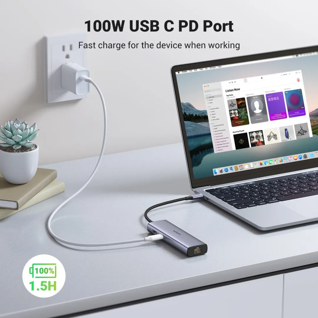 Ugreen 90568 USB-C 7-in-1 Dockstation - 4K HDMI & PD 100W - Zwart