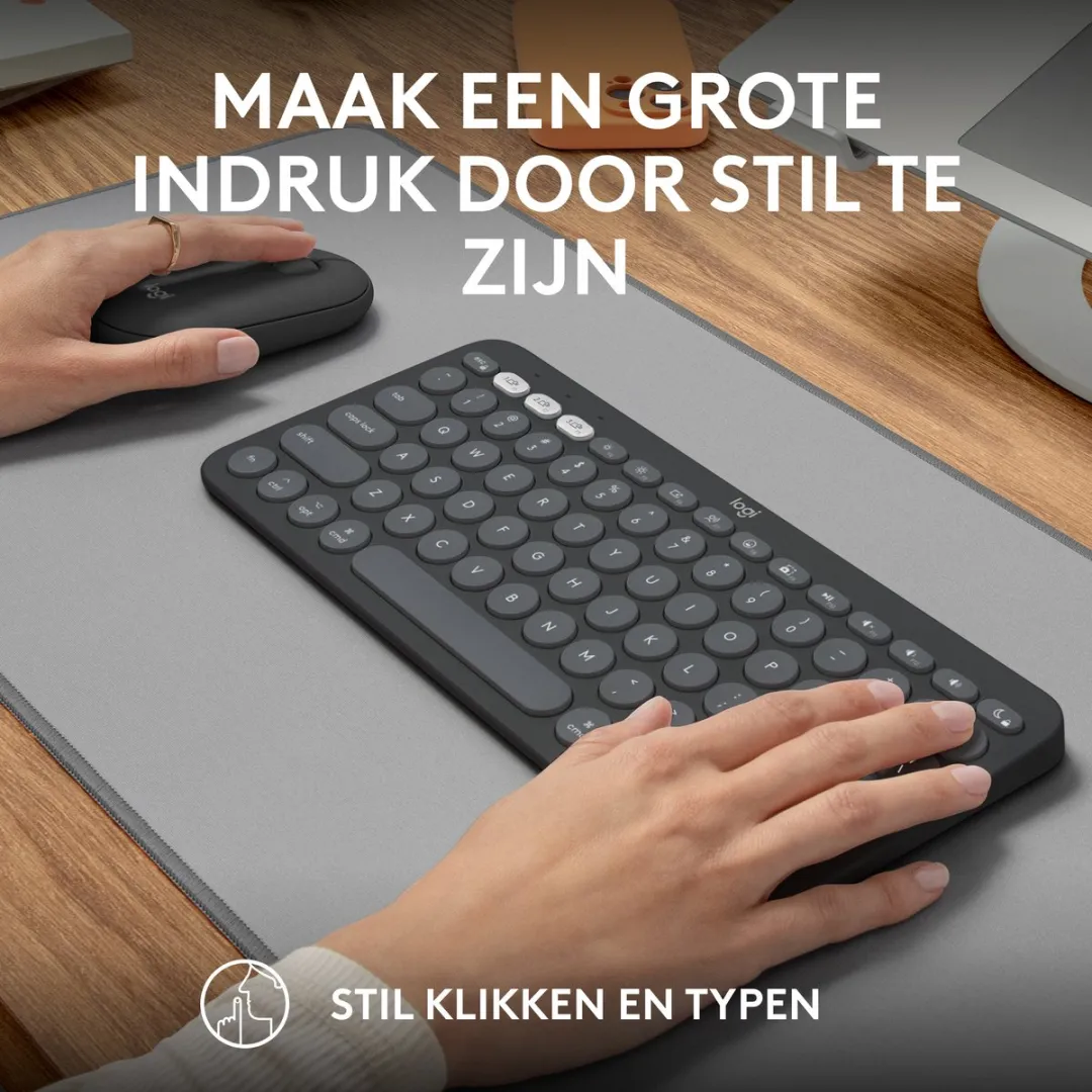 Logitech Pebble 2 Combo Draadloos Toetsenbord & Muis - QWERTY US - Grijs - afbeelding 6 van 6