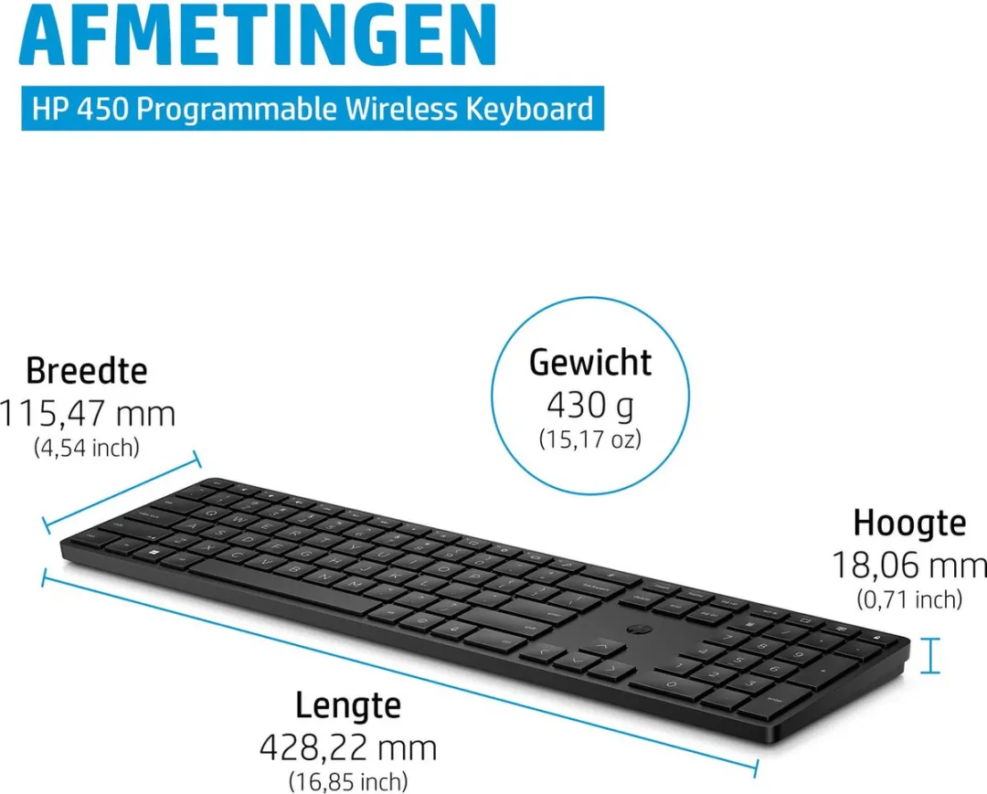 HP 450 Draadloos Toetsenbord QWERTY 4R184AA#ABB - Zwart