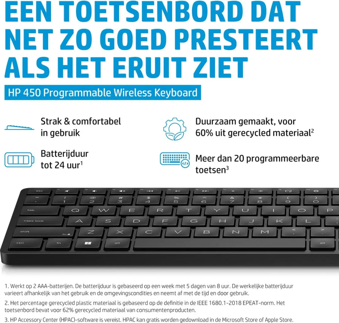 HP 450 Draadloos Toetsenbord QWERTY 4R184AA#ABB - Zwart