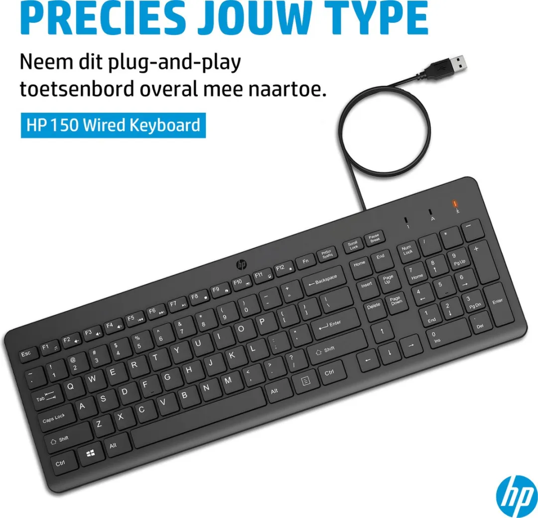 HP 150 Wired Keyboard 664R5AA#ABB - Zwart