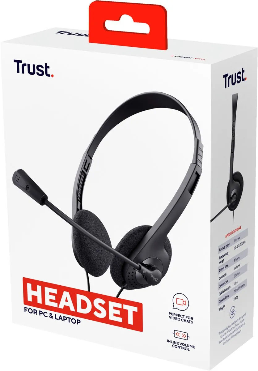 Trust Chatheadset 24659 - Bedraad - Met microfoon - Zwart - afbeelding 5 van 6