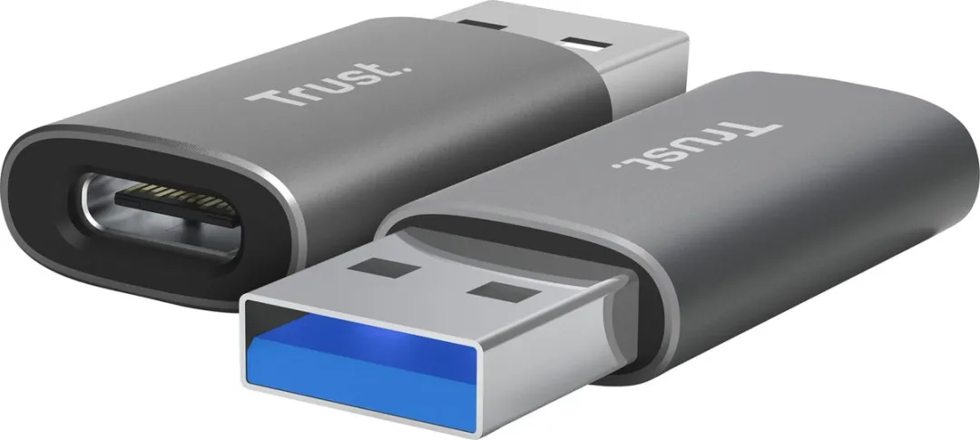 Trust Calyx USB-A naar USB-C Adapter - 2 Stuks - Zilver