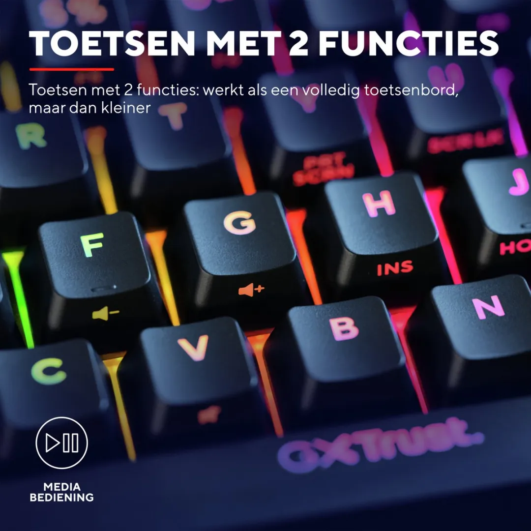 Trust GXT 867 Acira Mechanisch Gamingtoetsenbord - Mini 60% - Red Switches - Zwart